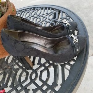 Black Signature Print Coach Pumps